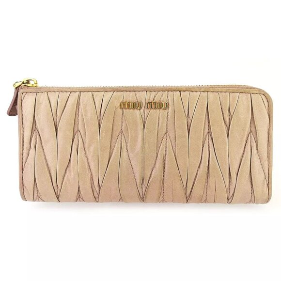 miu miu wallet Materasse beige pink leather Authentic USED